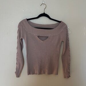 Guess Taupe Knit Sweater with Cutout Detail